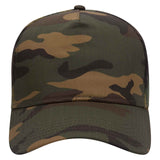 Otto Camouflage 5 Panel Mid Crown Trucker Hat, Camo Cotton Mesh Back Cap - 47-049