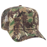 Otto Camouflage 5 Panel Mid Crown Trucker Hat, Camo Cotton Mesh Back Cap - 47-049