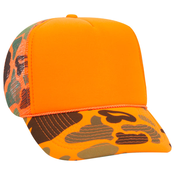 Otto 49-131 5-Panel High Crown Foam Trucker Hat - Neon Camo