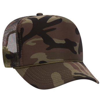 Otto 49-158 5-Panel High Crown Foam Trucker Hat - Camo