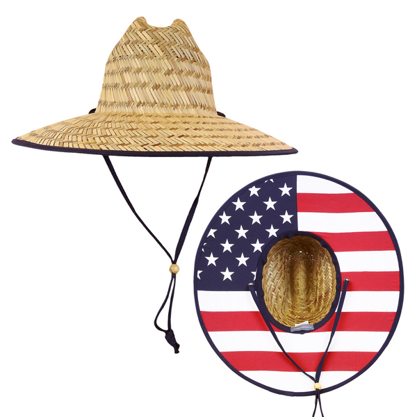 USA Flag, America Straw Lifeguard Hats - Lunada Bay 528, Decky 528