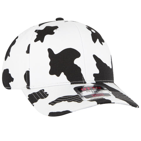 Otto 6 Panel Mid Profile Baseball Cap, Cow Pattern Cotton Blend Hat - 56-057