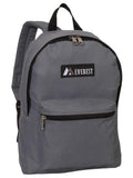 Everest Backpack Book Bag - Back to School Basic Style - Mid-Size Gray