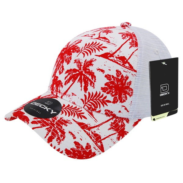 Decky 6000 Tropical Hawaiian Trucker Hat with Mesh Back