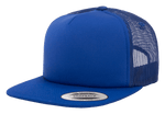 Yupoong 6005FF Foam Trucker Mesh Snapback Hat, Flat Bill Cap