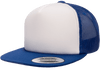Yupoong 6005FW Foam Trucker Mesh Snapback Hat, Flat Bill Cap - White Front