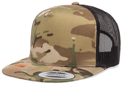 Yupoong 6006MC MultiCam® Camo Trucker Snapback Hat, Flat Bill Cap with Mesh Back - YP Classics® - 