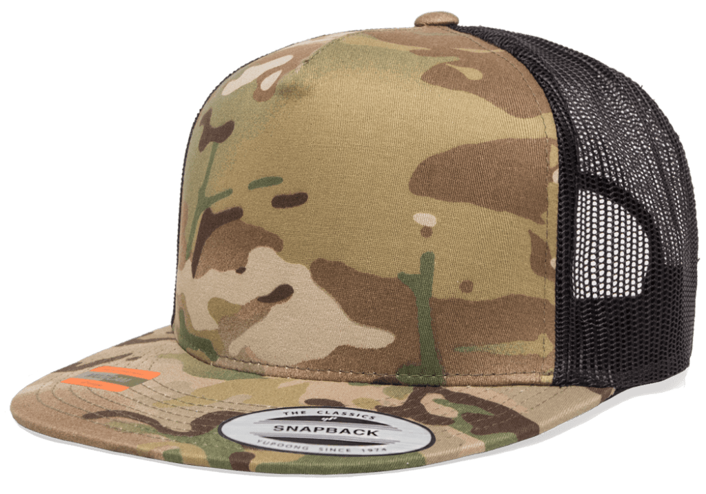 Yupoong 6006MC MultiCam® Camo Trucker Snapback Hat, Flat Bill Cap with –  The Park Wholesale
