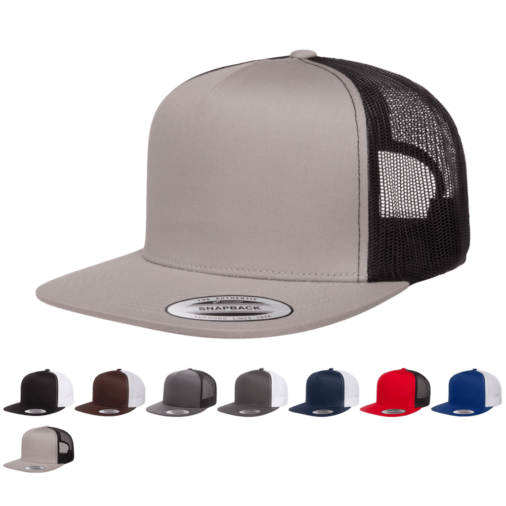 Yupoong 6006T Classic Trucker Snapback Hat, Flat Bill - Lot of 12 Hats ...