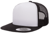 Yupoong 6006W Premium Trucker Snapback Hat, Flat Bill Cap with Mesh Back, White Front - YP Classics®