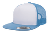 Yupoong 6006W Premium Trucker Snapback Hat, Flat Bill Cap with Mesh Back, White Front - YP Classics®