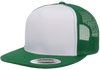 Yupoong 6006W Premium Trucker Snapback Hat, Flat Bill Cap with Mesh Back, White Front - YP Classics®