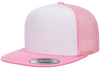 Yupoong 6006W Premium Trucker Snapback Hat, Flat Bill Cap with Mesh Back, White Front - YP Classics®