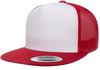 Yupoong 6006W Premium Trucker Snapback Hat, Flat Bill Cap with Mesh Back, White Front - YP Classics®