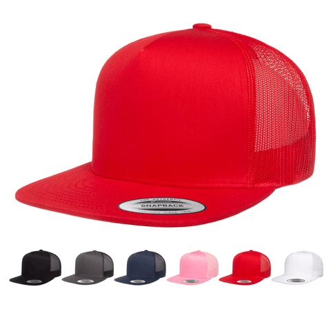Yupoong 6006 Classic Trucker Snapback Hat, Flat Bill Hat with Mesh Back - YP Classics®