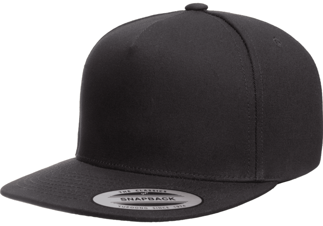 Yupoong 6007 5-Panel Cotton Twill Snapback Hat, Flat Bill Cap - YP