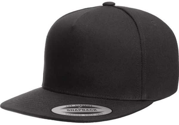 Yupoong 6007 5-Panel Cotton Twill Snapback Hat, Flat Bill Cap - YP Classics®