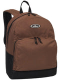 Everest Backpack Book Bag - Back to School Classic Two-Tone with Front Organizer Brown/Black