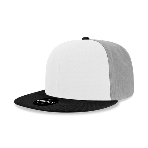 Blank 3-Tone Snapback Flat Bill Hats - Decky 355/6020 – The Park Wholesale