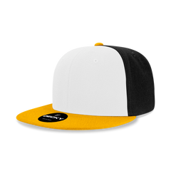 Decky 355/6020 Blank 3-Tone Snapback Hat Flat Bill - 