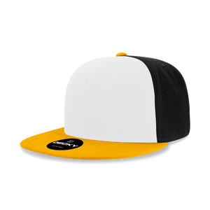 Decky 355/6020 Blank 3-Tone Snapback Hat Flat Bill - 