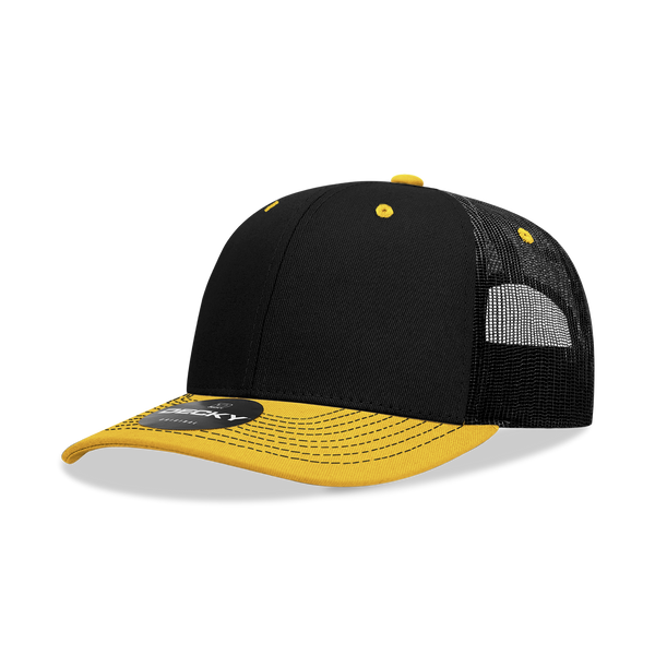 Decky 6031 - 6 Panel Mid Profile Structured Contra-Stitch Trucker Hat - CASE Pricing