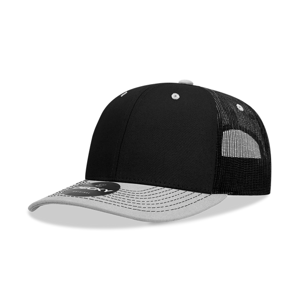 Decky 6031 - 6 Panel Mid Profile Structured Contra-Stitch Trucker Hat - CASE Pricing
