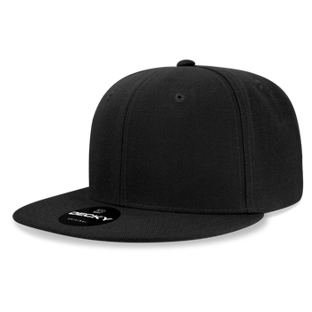 Decky 6034 - Basic High Profile Snapback Hat, 6 Panel Flat Bill Cap