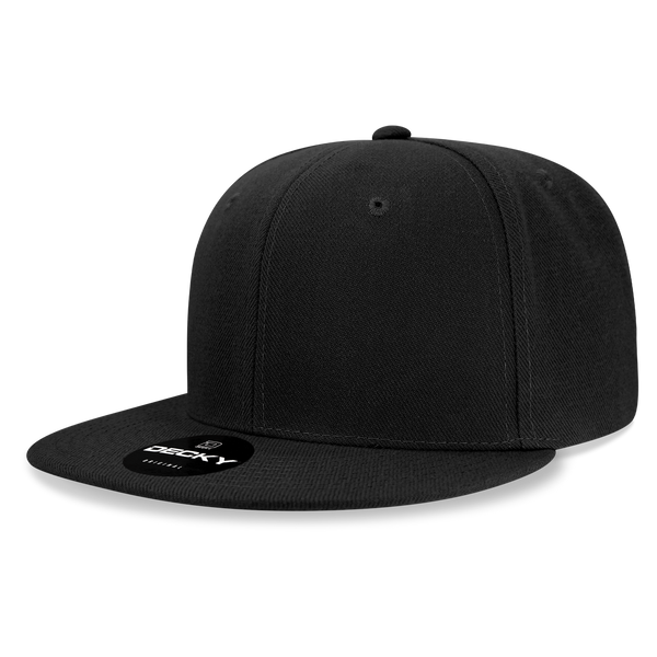 Decky 6034 Basic High Profile Snapback Hat, 6 Panel Flat Bill Cap