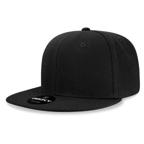 Decky 6034 - Basic High Profile Snapback Hat, 6 Panel Flat Bill Cap - CASE Pricing