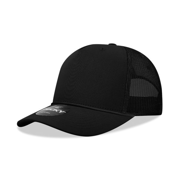 Decky 6040 - 5 Panel Mid Profile Structured Cotton/Poly Blend Trucker w/Rope