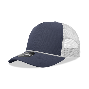 Decky 6040 - 5 Panel Mid Profile Structured Cotton/Poly Blend Trucker w/Rope