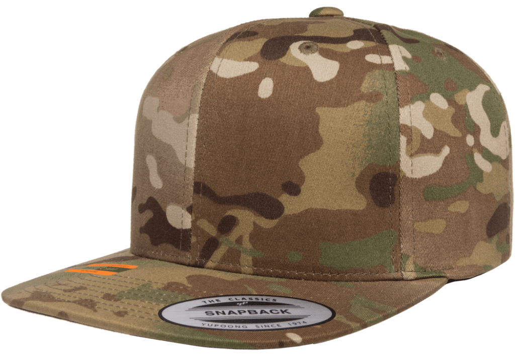 6089MC Flat Camouflage - Park Hat, Bill Yupoong The Snapback Cap, MultiCam Wholesale Camo –