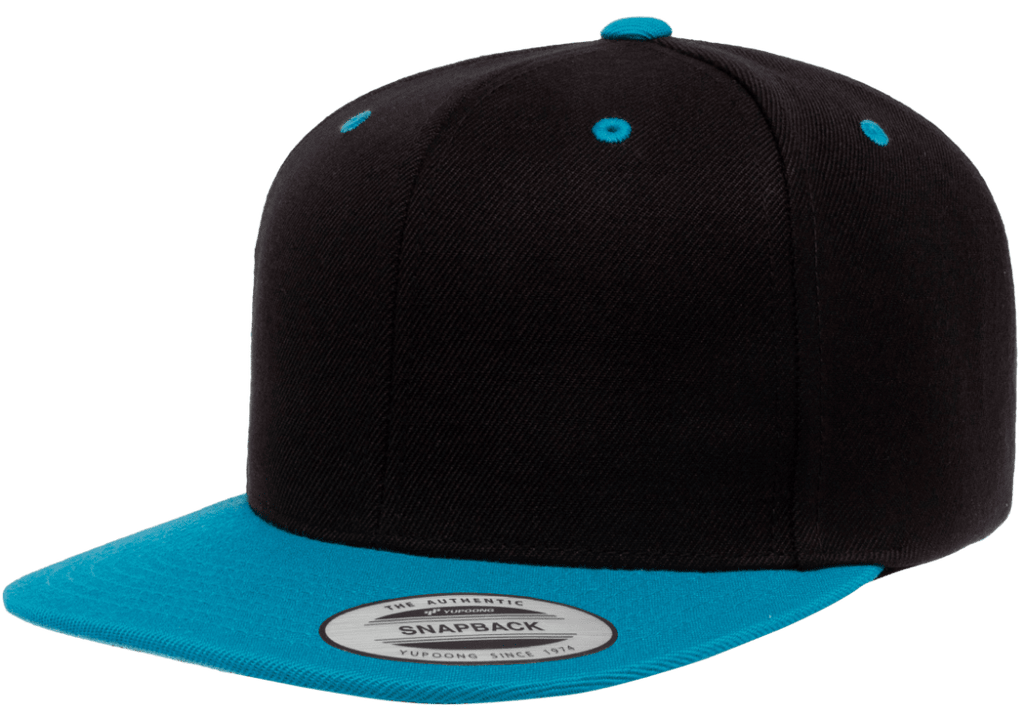 Yupoong 6089MT Premium Snapback Hat, Flat Bill Cap, 2-Tone Colors