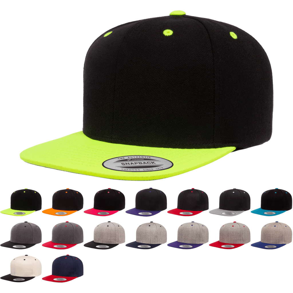 Colors Bill Hat, – - 6089MT Wholesale Snapback Premium 2-Tone Cap, The Yupoong YP Flat Park