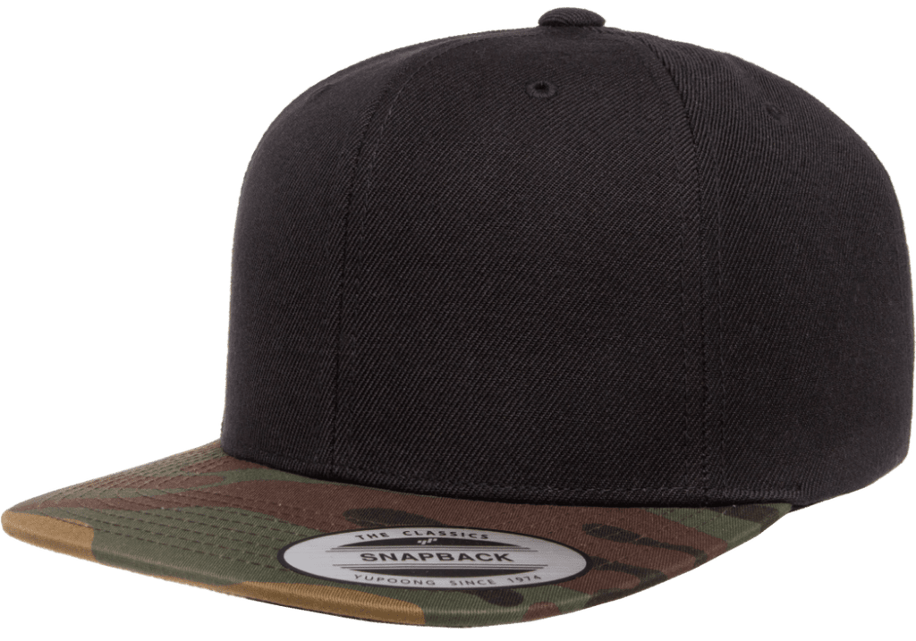 Yupoong 6089TC Premium Camo Snapback Hat Flat Bill Cap 2 Tone