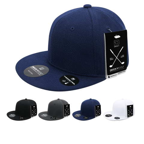 Pique Pattern Snapback Hat, Flat Bill - Golf & Sports Cap - Decky 6103