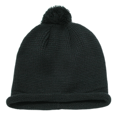 Decky 611A - Solid Roll Up Beanie with Pom Pom, Knit Cap - 