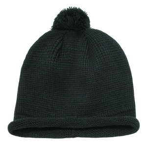 Decky 611A - Solid Roll Up Beanie with Pom Pom, Knit Cap - 