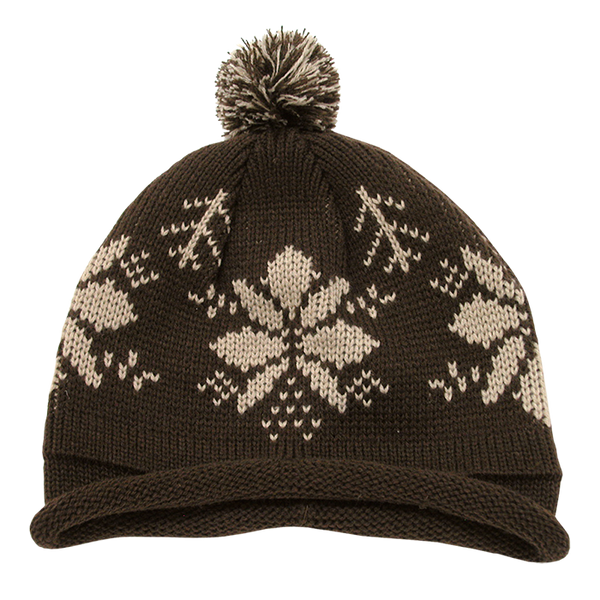 Decky 611B - Snowflake Roll Up Beanie with Pom Pom, Knit Cap