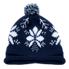 Decky 611B - Snowflake Roll Up Beanie with Pom Pom, Knit Cap