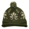 Decky 611B - Snowflake Roll Up Beanie with Pom Pom, Knit Cap