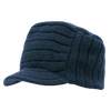 Decky 615 - Knitted Flat Top Cap with Visor, Knit Beanie