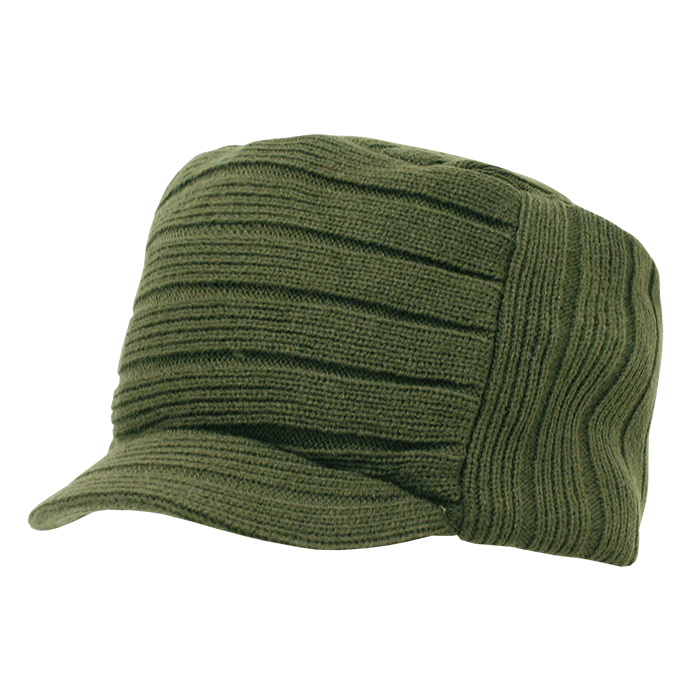Decky 615 Knitted Flat Top Cap with Visor Knit Beanie The Park Wholesale