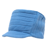 Decky 615 - Knitted Flat Top Cap with Visor, Knit Beanie