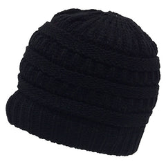 Messy Bun Ponytail Beanie Ribbed Knit Cap - Decky 617 - 