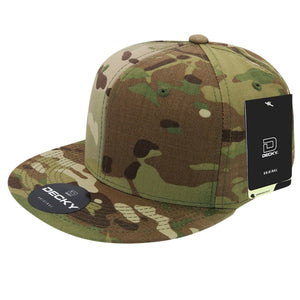 Decky 6302 - MultiCam Snapback Hat, Camo Flat Bill Cap - 