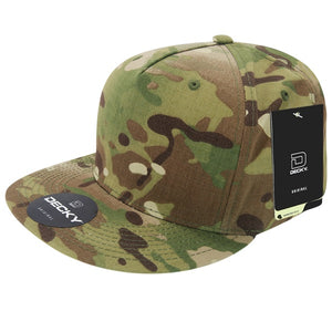 Decky 6303 MultiCam 5 Panel Snapback Hat, Camo Flat Bill Cap - 