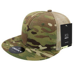 Decky 6307 - MultiCam High Crown Trucker Hat, Camo Flat Bill Trucker Cap - 