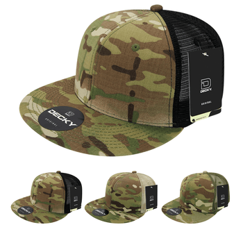 Decky 6307 - MultiCam High Crown Trucker Hat, Camo Flat Bill Trucker Cap - CASE Pricing